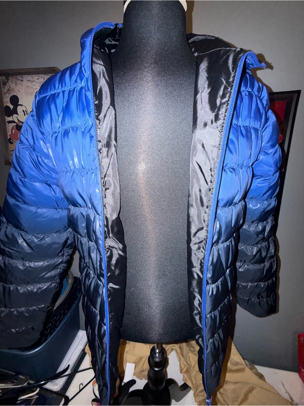 Youth xl Krumba  Blue and Black Packable Puffer Jacket